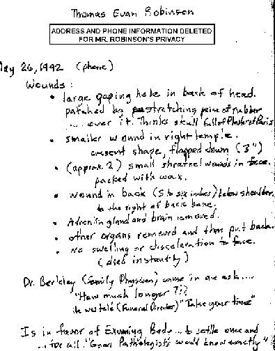 JFK Embalmer's Notes