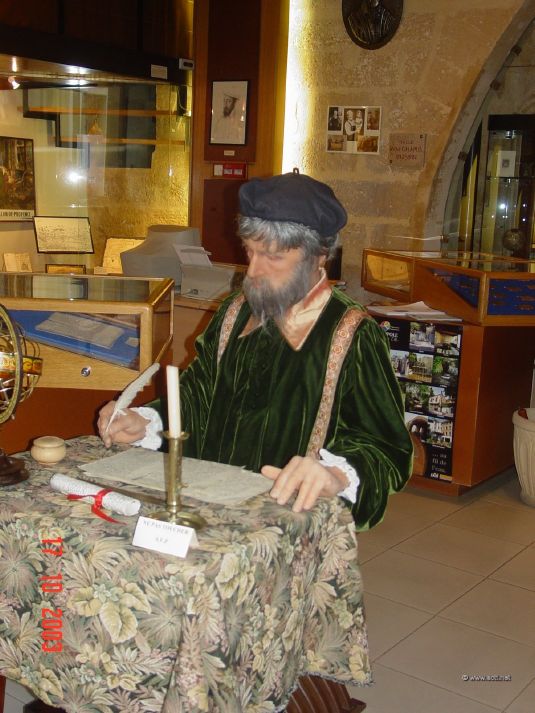 Wax effigy of Nostradamus on display in the House of Nostradamus.