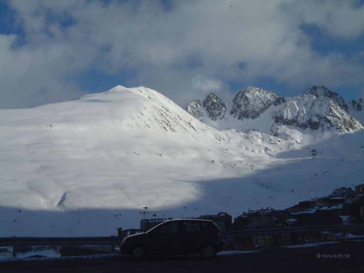 Snow covered pyrenees in Andorra.