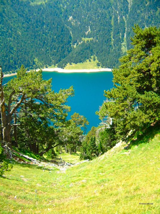 A lake in the Pyrenees that can be reached only by hiking.