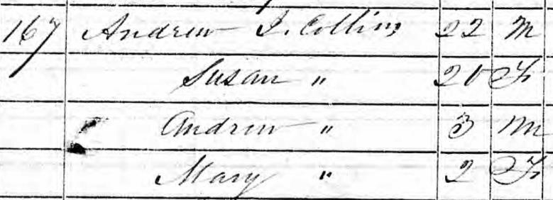 Andrew Stokes Collins Census 1850