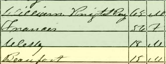 Census SC 1850 William Knight Roy