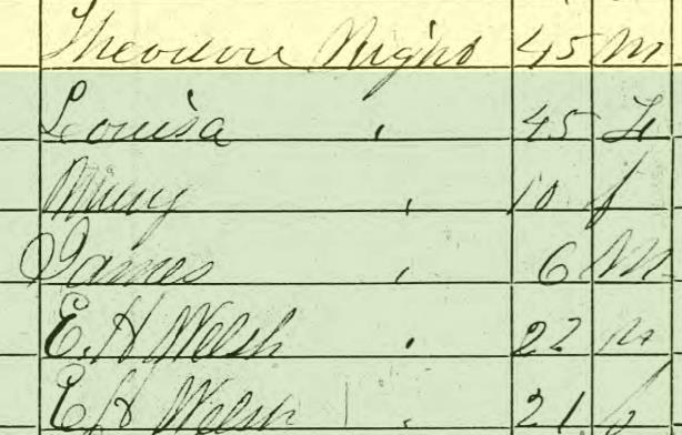 Theodore Knight 1860 census