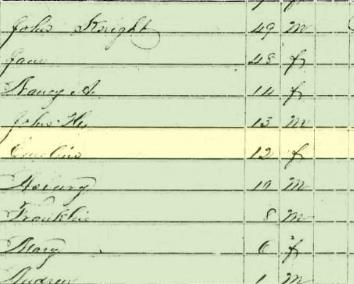 Census 1850 TN Emeline