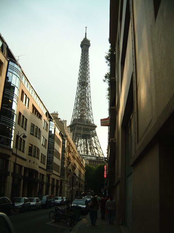 Moving steadily toward the Eiffel Tower, we turn up a little back street to take a short cut.